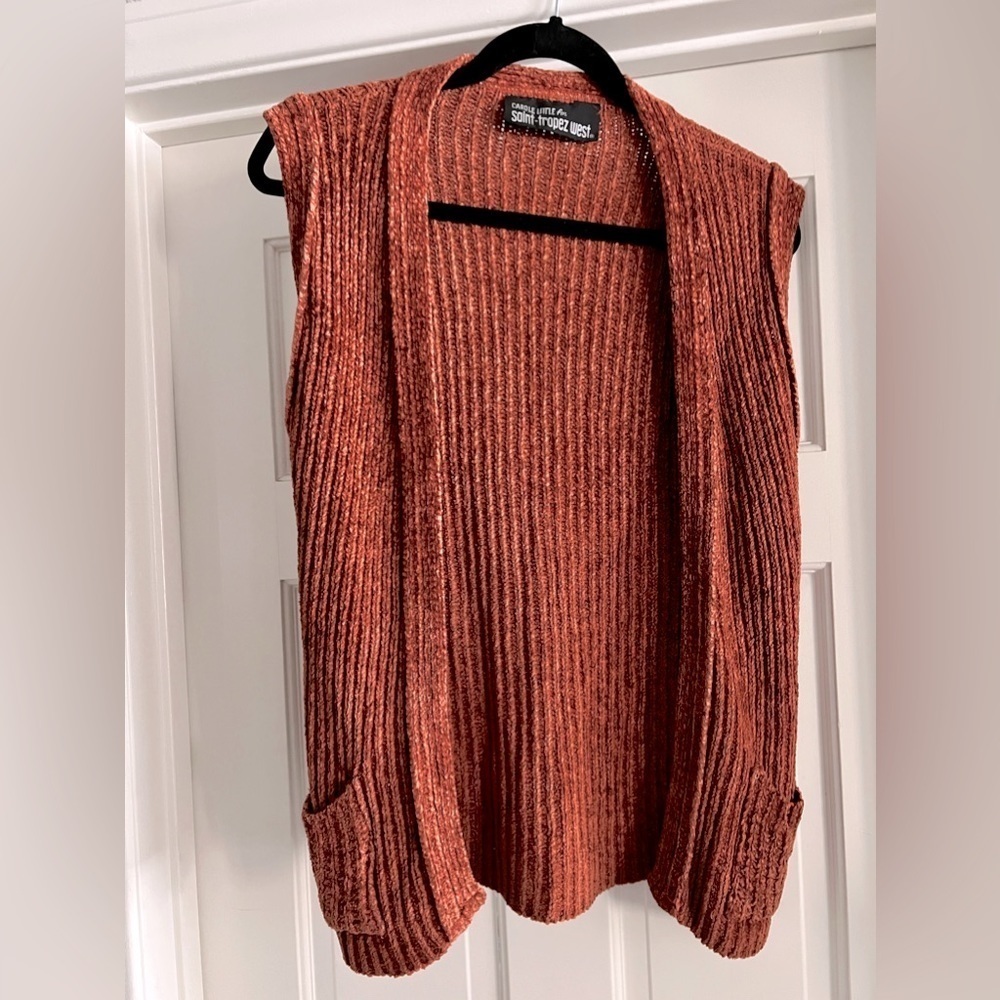 Vintage Carole Little for Saint Tropez West Chenille Sweater Vest Size S/M